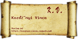 Kozányi Vince névjegykártya